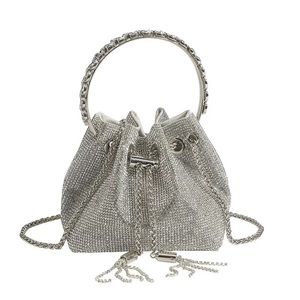 NEW! LUXURY DIAMOND TASSEL EVENING CLUTCH/CROSSBODY BUCKET BAG